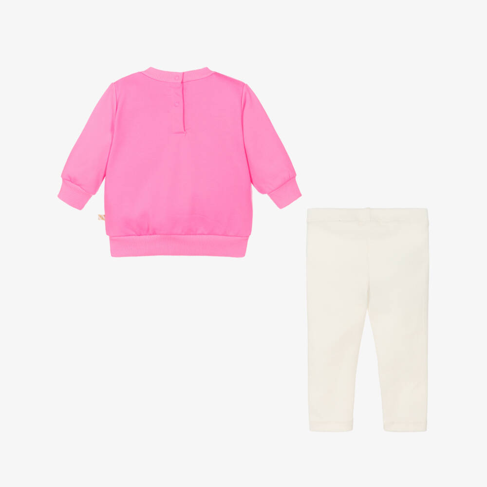 Billieblush-Girls Pink & Ivory Leggings Set with Tulle Bows | Childrensalon