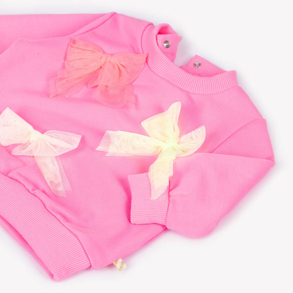 Billieblush-Girls Pink & Ivory Leggings Set with Tulle Bows | Childrensalon