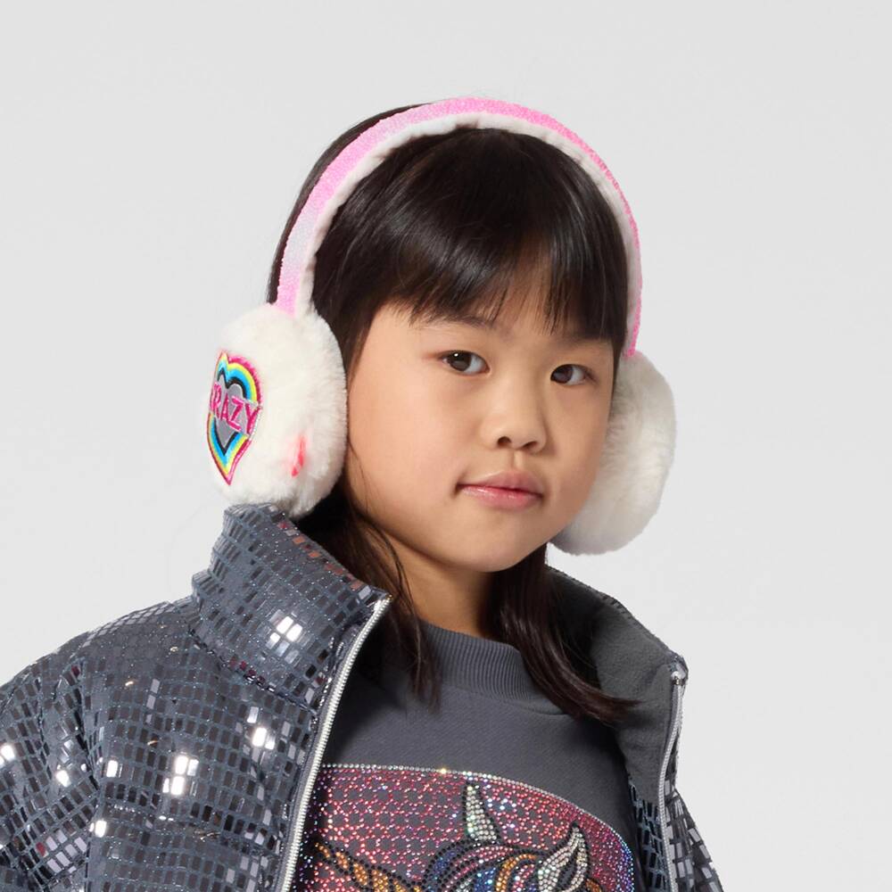 Billieblush-Girls Pink & Ivory Sequin Earmuffs | Childrensalon