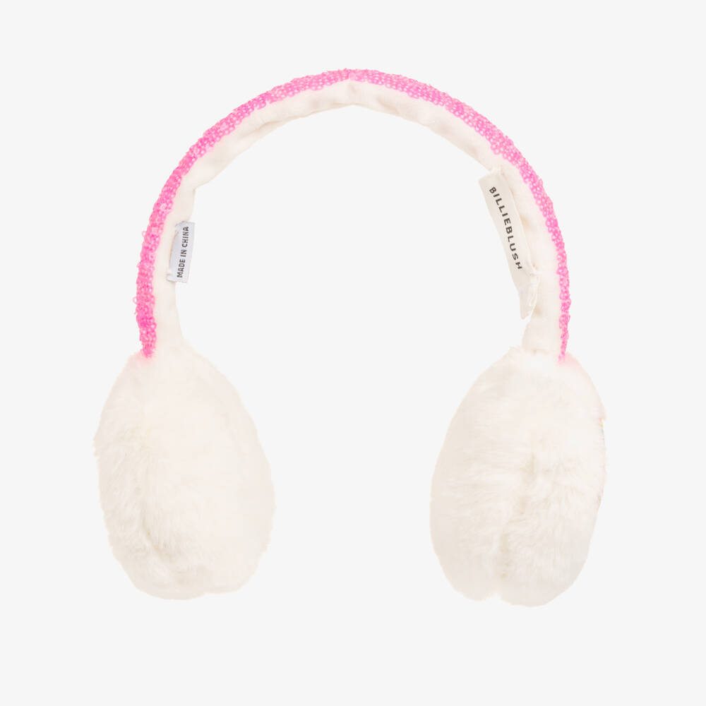 Billieblush-Girls Pink & Ivory Sequin Earmuffs | Childrensalon