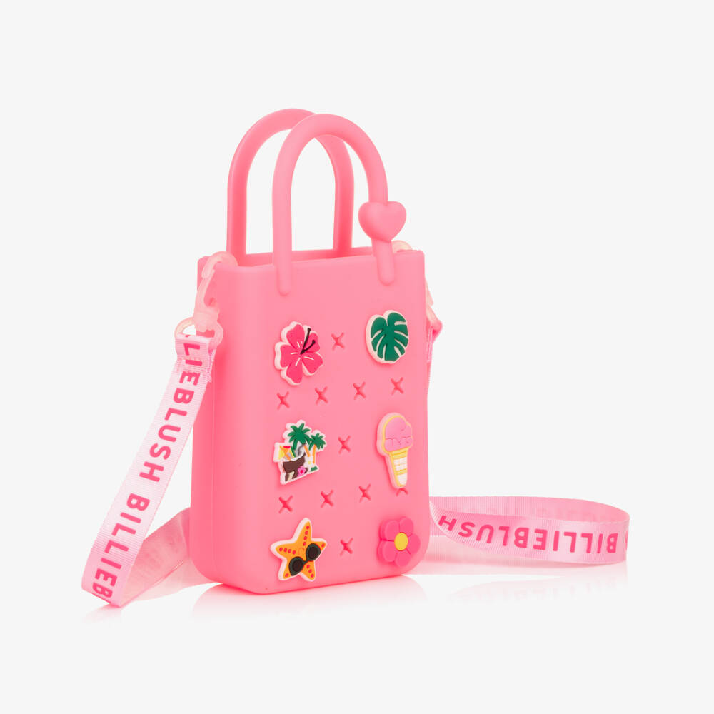 Billieblush-Сумка розовая резиновая с тропическими значками для девочек (15см) | Childrensalon