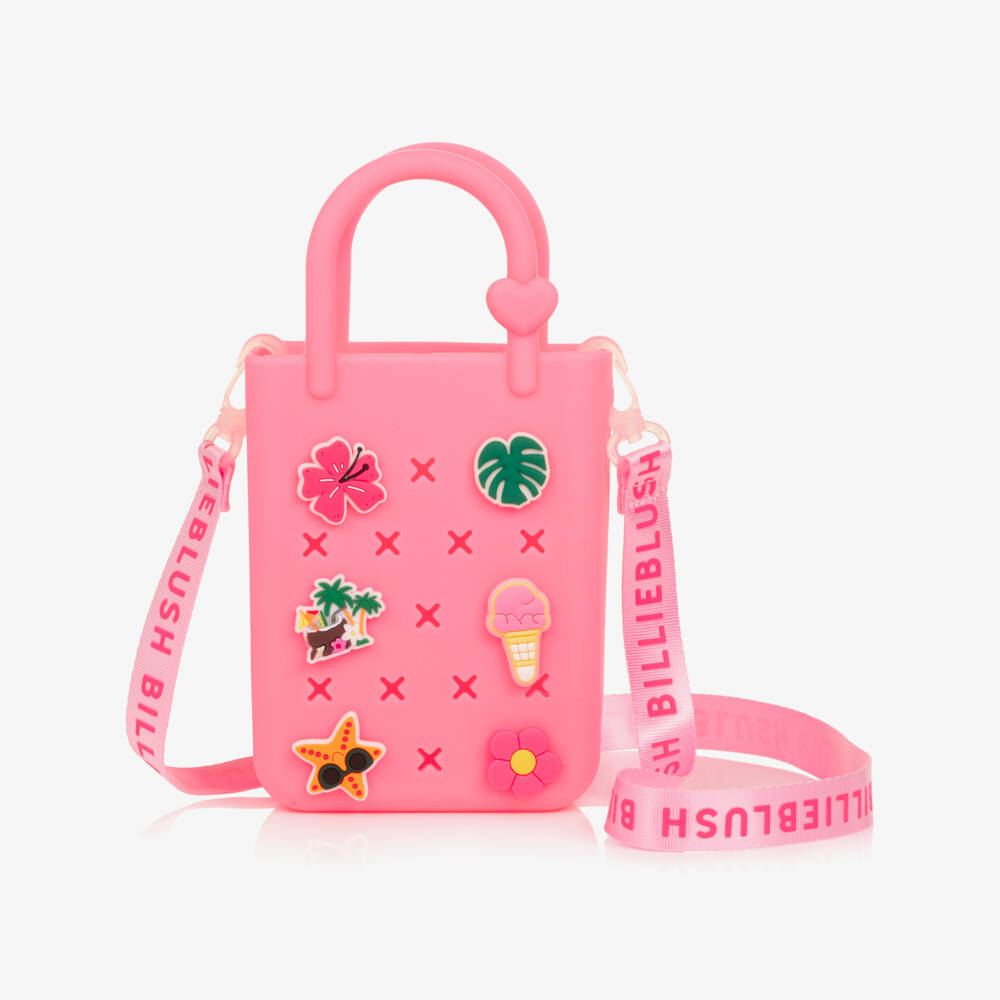 Billieblush-Girls Pink Jelly Bag with Tropical Badges (15cm) | Childrensalon