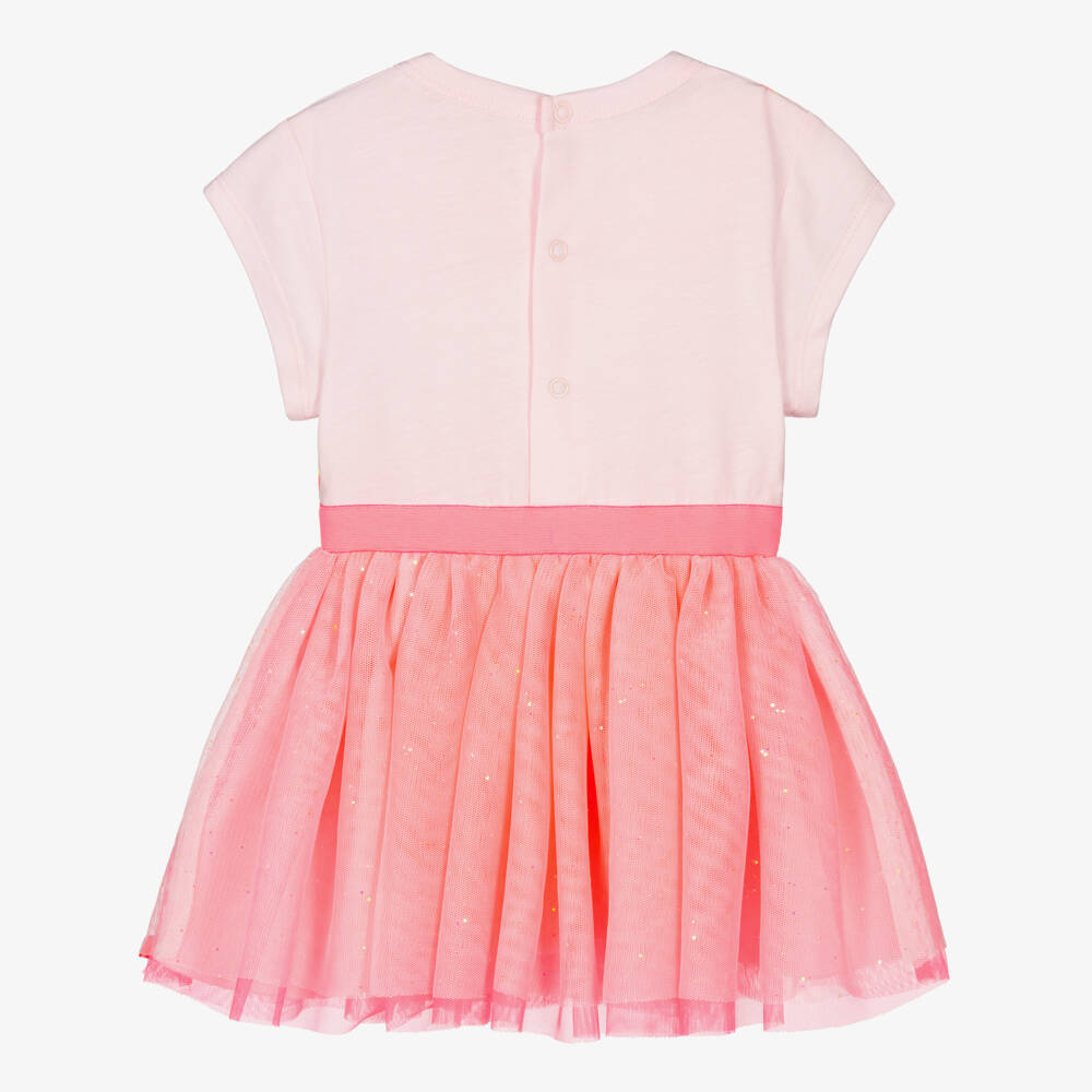 Billieblush-Girls Pink Jersey & Tulle Dress with Crossbody Cat Bag Appliqué | Childrensalon
