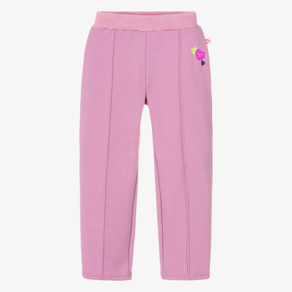 Billieblush-Girls Pink Joggers with Embroidered Hearts | Childrensalon