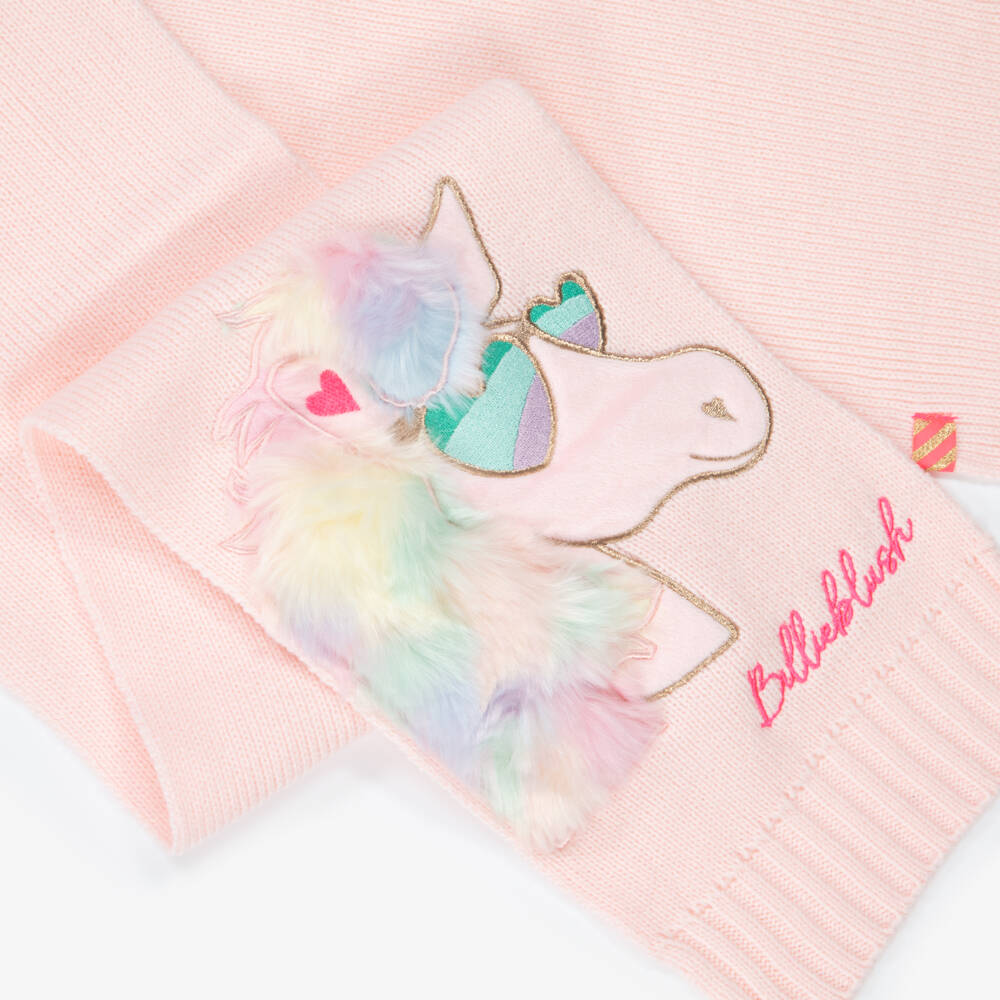 Billieblush-Girls Pink Knitted Unicorn Scarf | Childrensalon