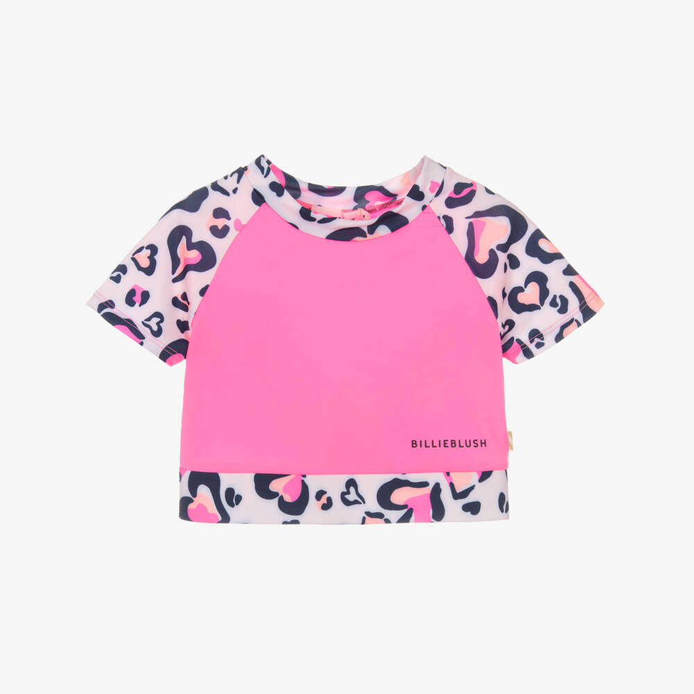 Billieblush-Girls Pink Leopard Hearts Sports Top | Childrensalon