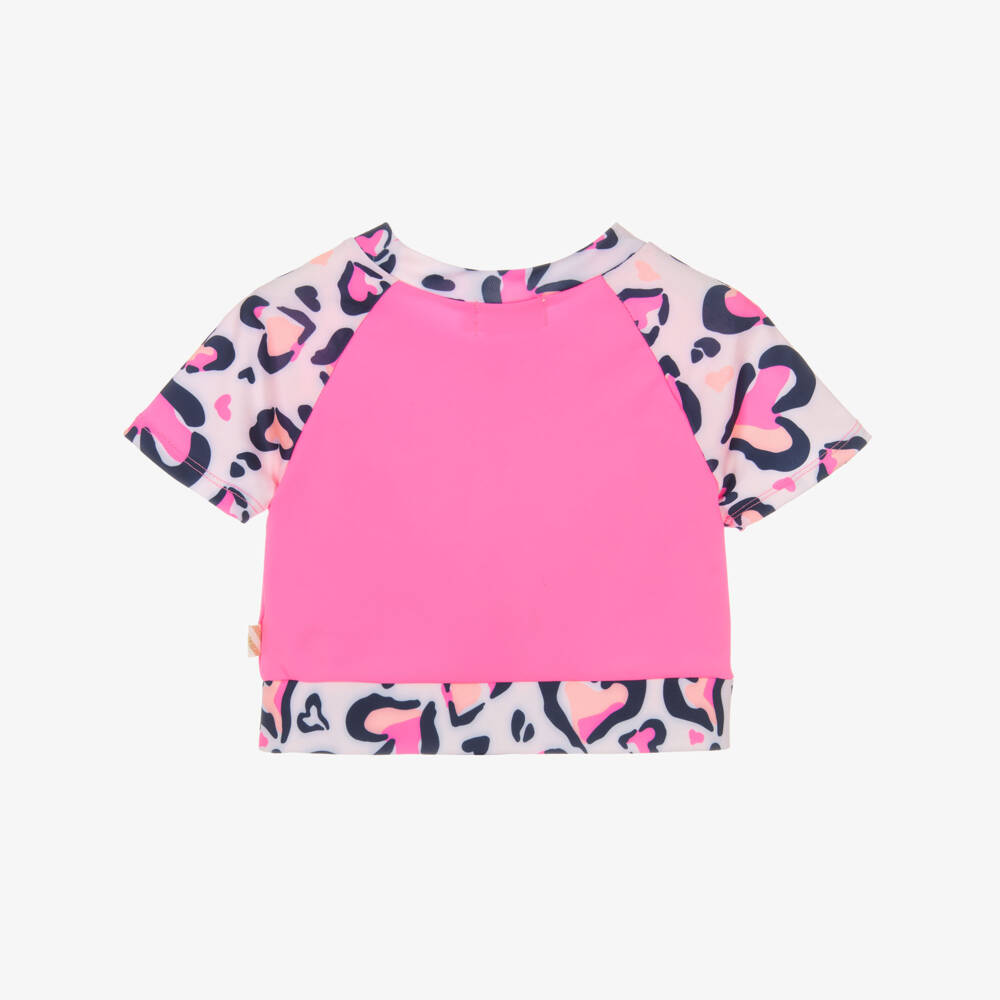 Billieblush-Girls Pink Leopard Hearts Sports Top | Childrensalon