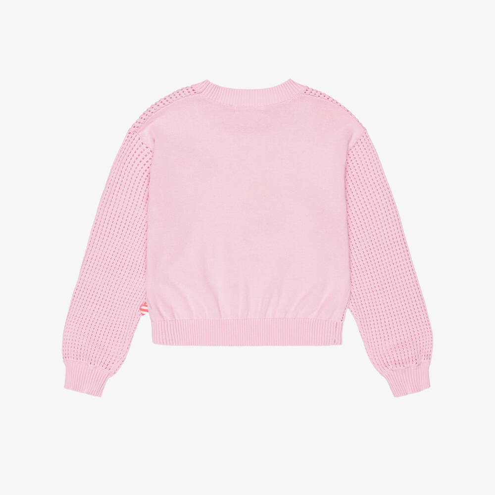 Billieblush-Girls Pink Open-Knit Sunshine Sweater | Childrensalon
