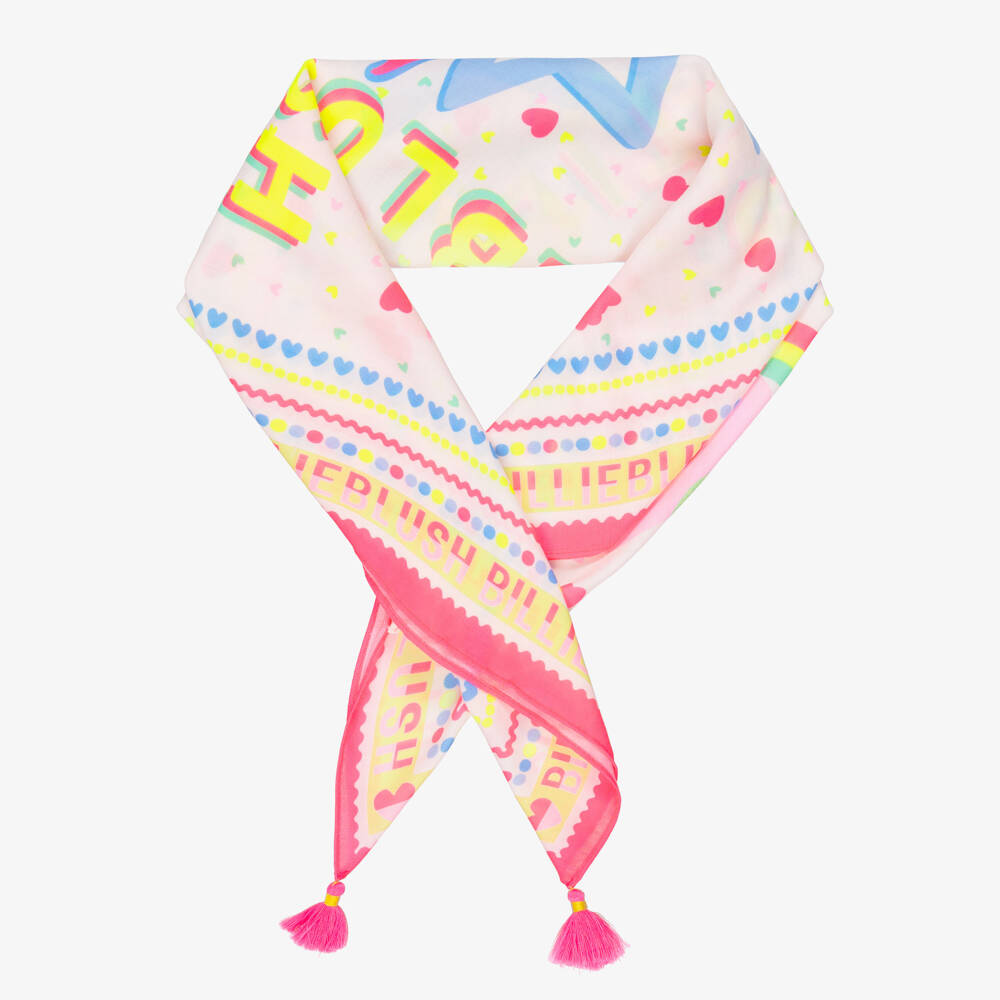 Billieblush-Girls Pink Printed Logo Scarf (65cm) | Childrensalon