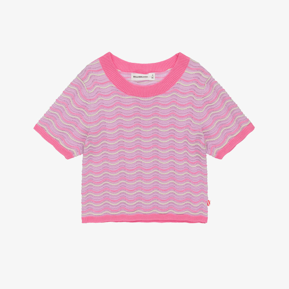 Billieblush-Girls Pink & Purple Crochet Knit Top | Childrensalon