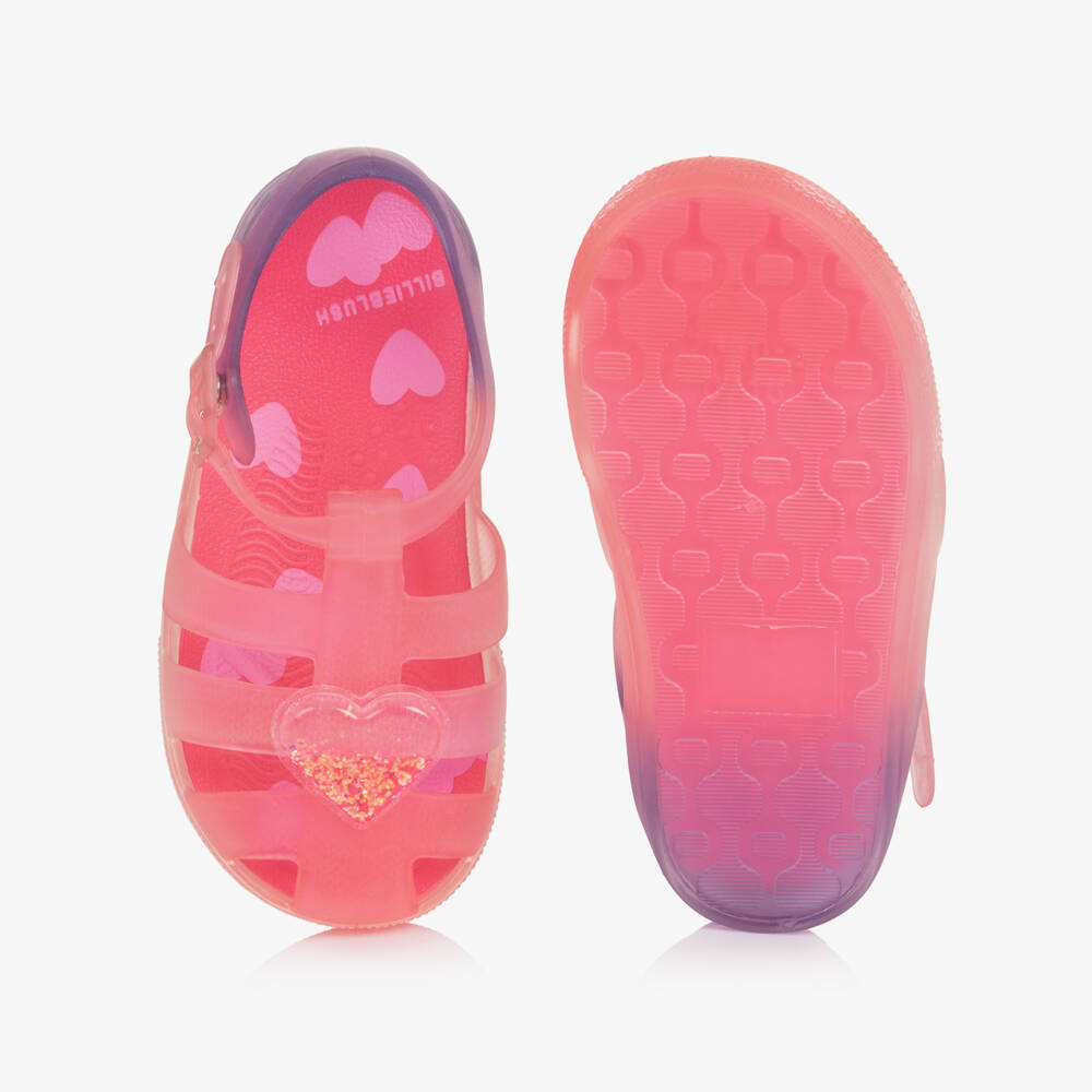 Billieblush-Girls Pink & Purple Heart Jelly Shoes | Childrensalon
