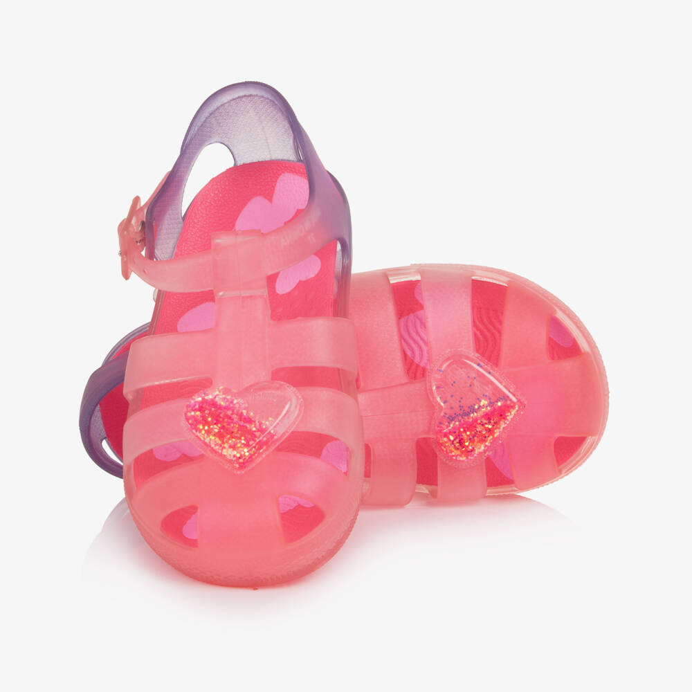 Billieblush-Girls Pink & Purple Heart Jelly Shoes | Childrensalon
