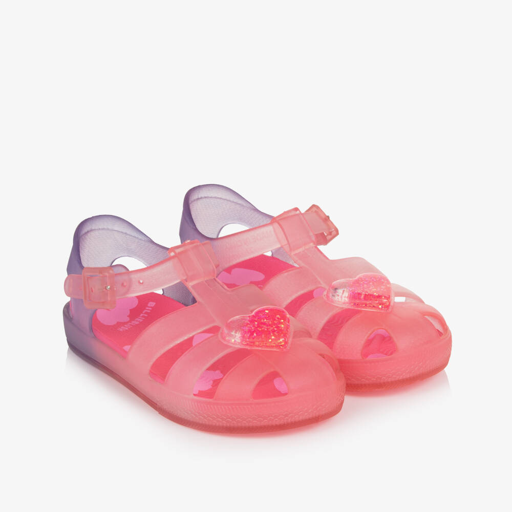 Billieblush-Girls Pink & Purple Heart Jelly Shoes | Childrensalon
