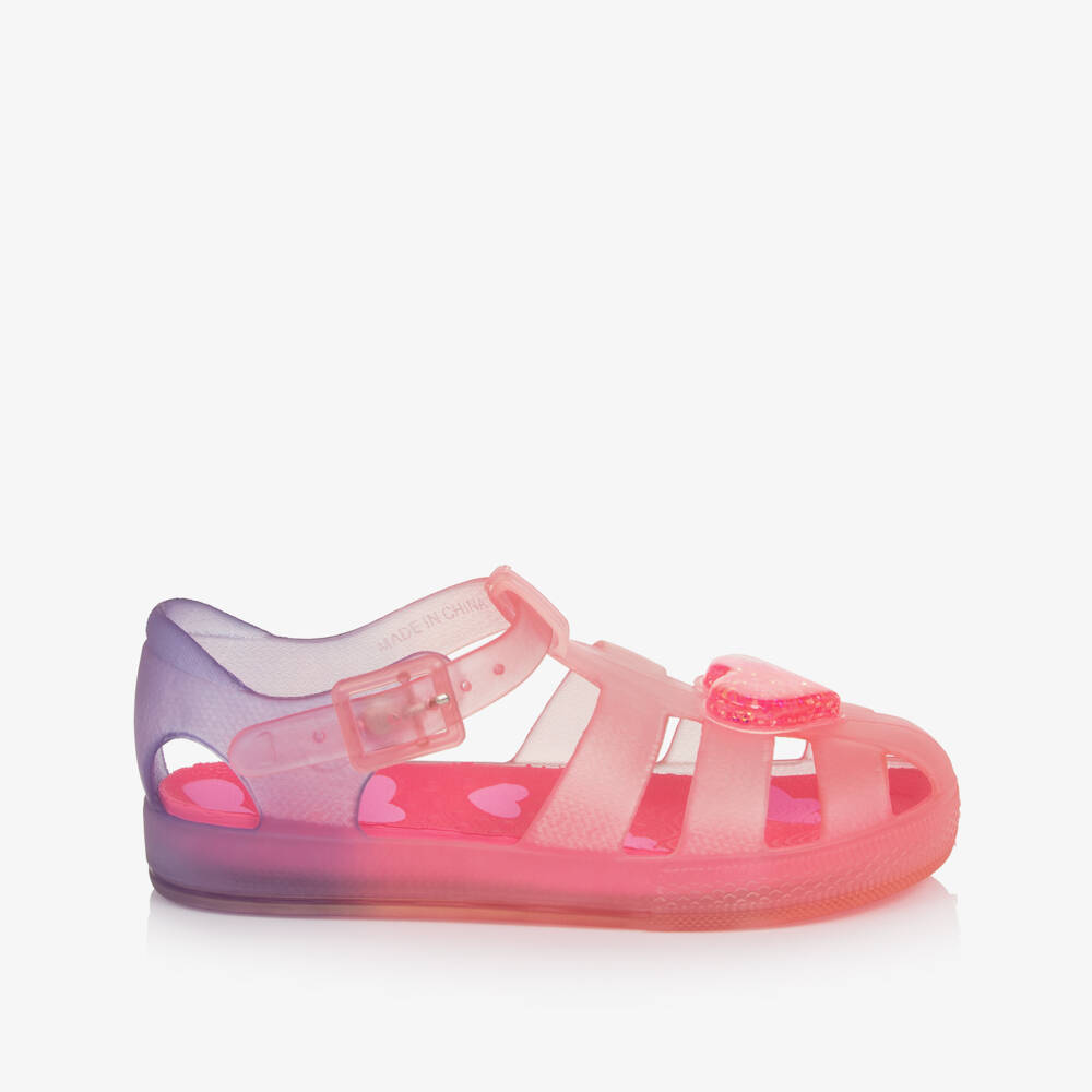 Billieblush-Girls Pink & Purple Heart Jelly Shoes | Childrensalon