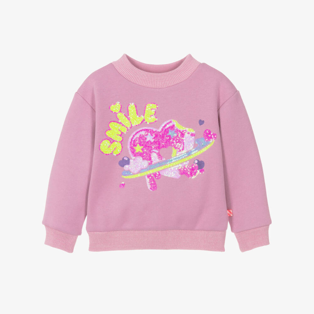 Billieblush-Girls Pink Sequin Smile Sweatshirt | Childrensalon