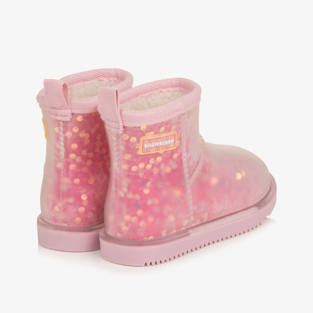 Billieblush-Girls Pink Sequinned Ankle Boots with Sherpa Lining | Childrensalon