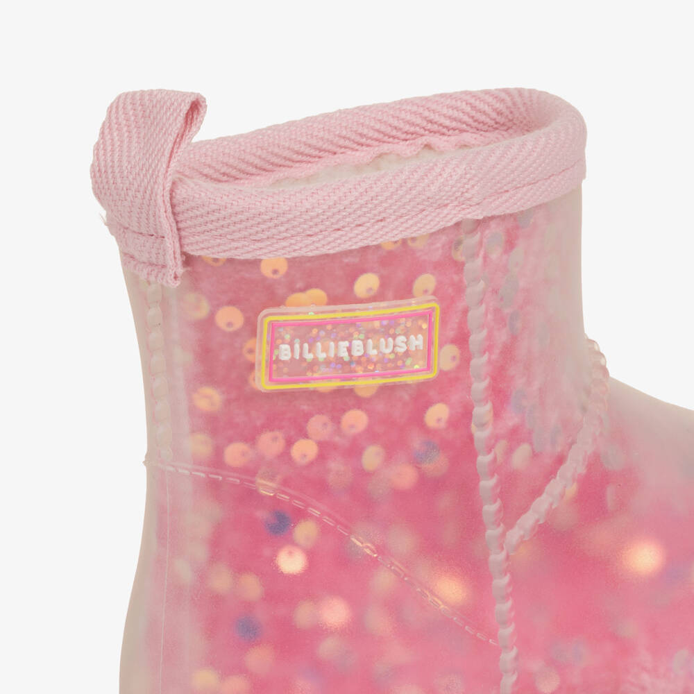 Billieblush-Girls Pink Sequinned Ankle Boots with Sherpa Lining | Childrensalon