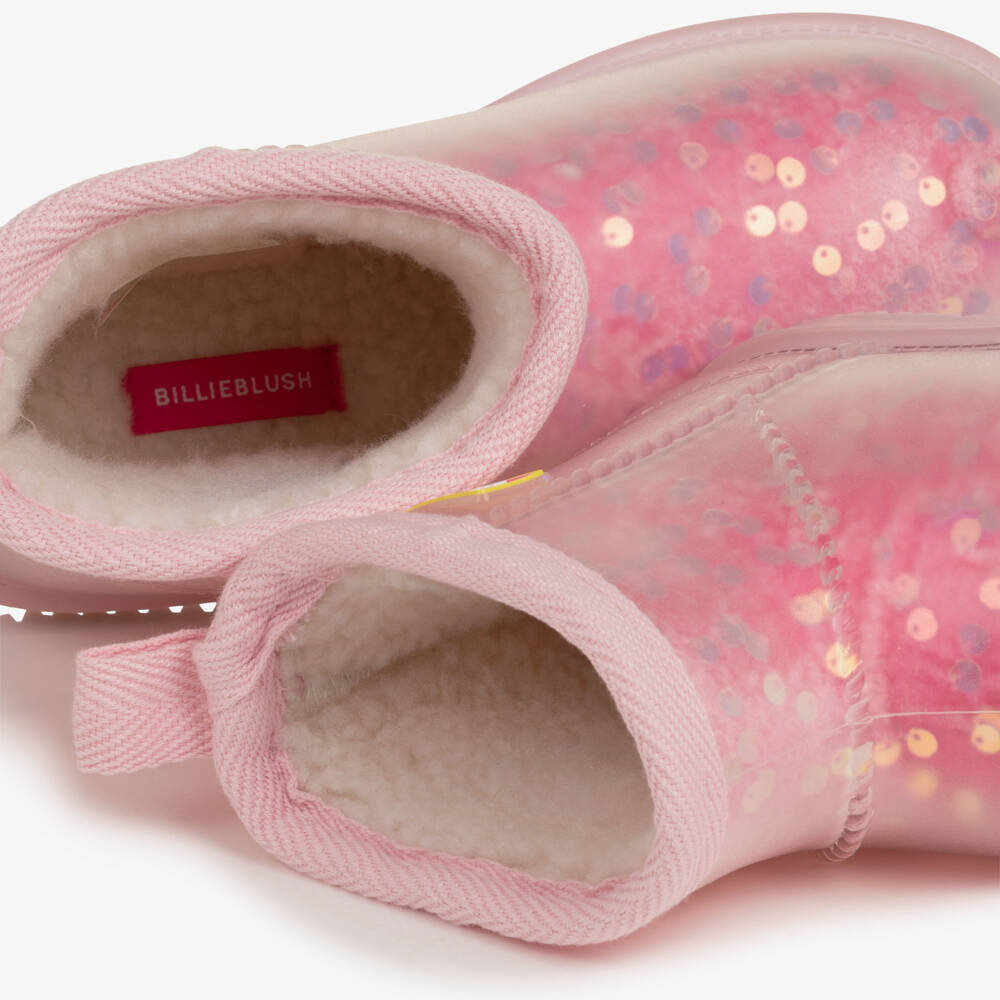 Billieblush-Girls Pink Sequinned Ankle Boots with Sherpa Lining | Childrensalon