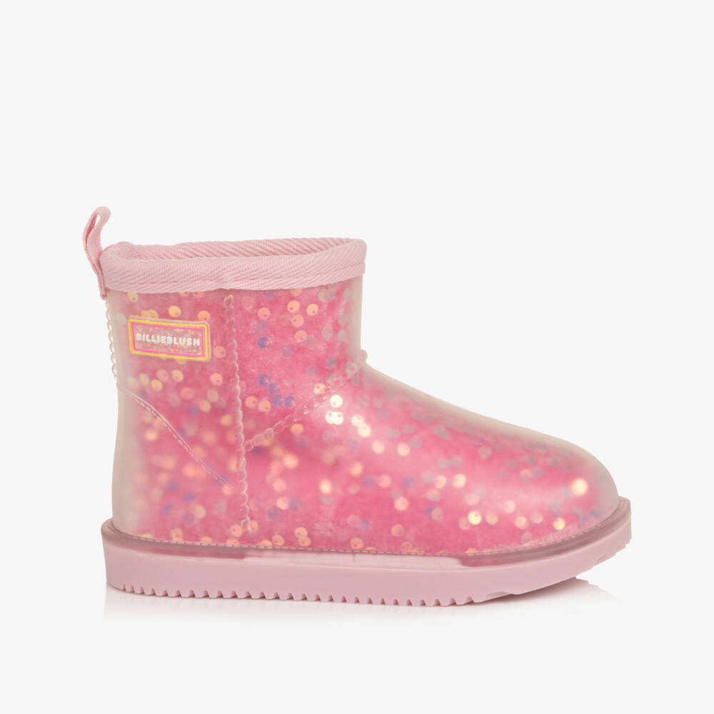 Billieblush-Girls Pink Sequinned Ankle Boots with Sherpa Lining | Childrensalon