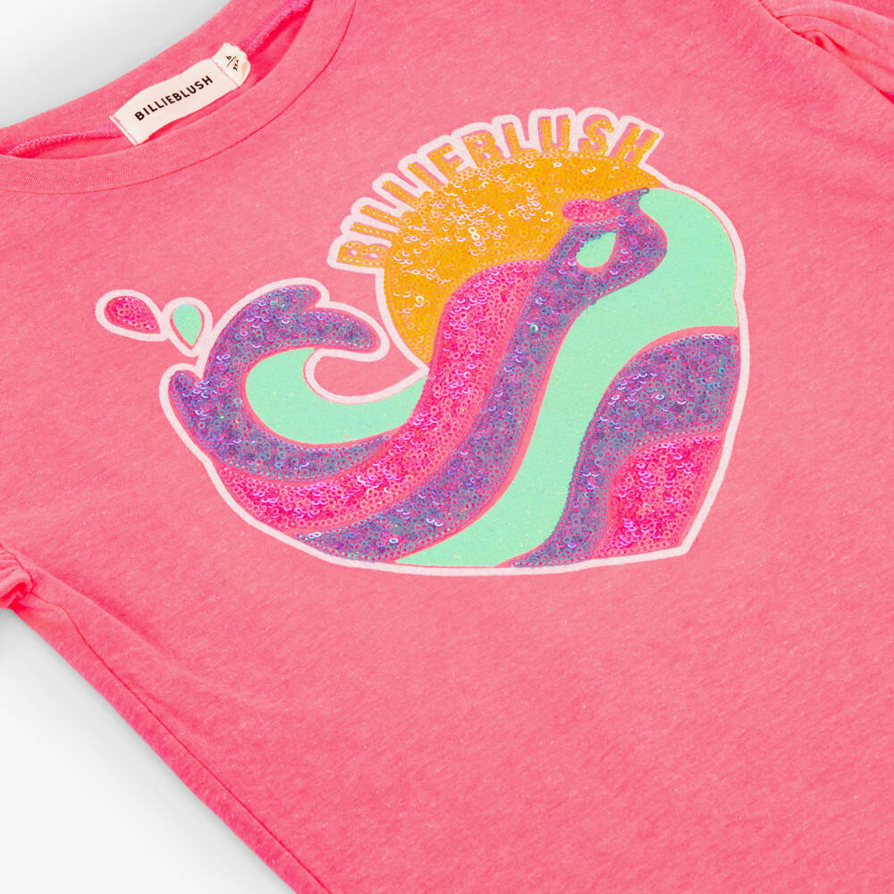 Billieblush-Girls Pink Sequinned Heart T-Shirt Dress | Childrensalon