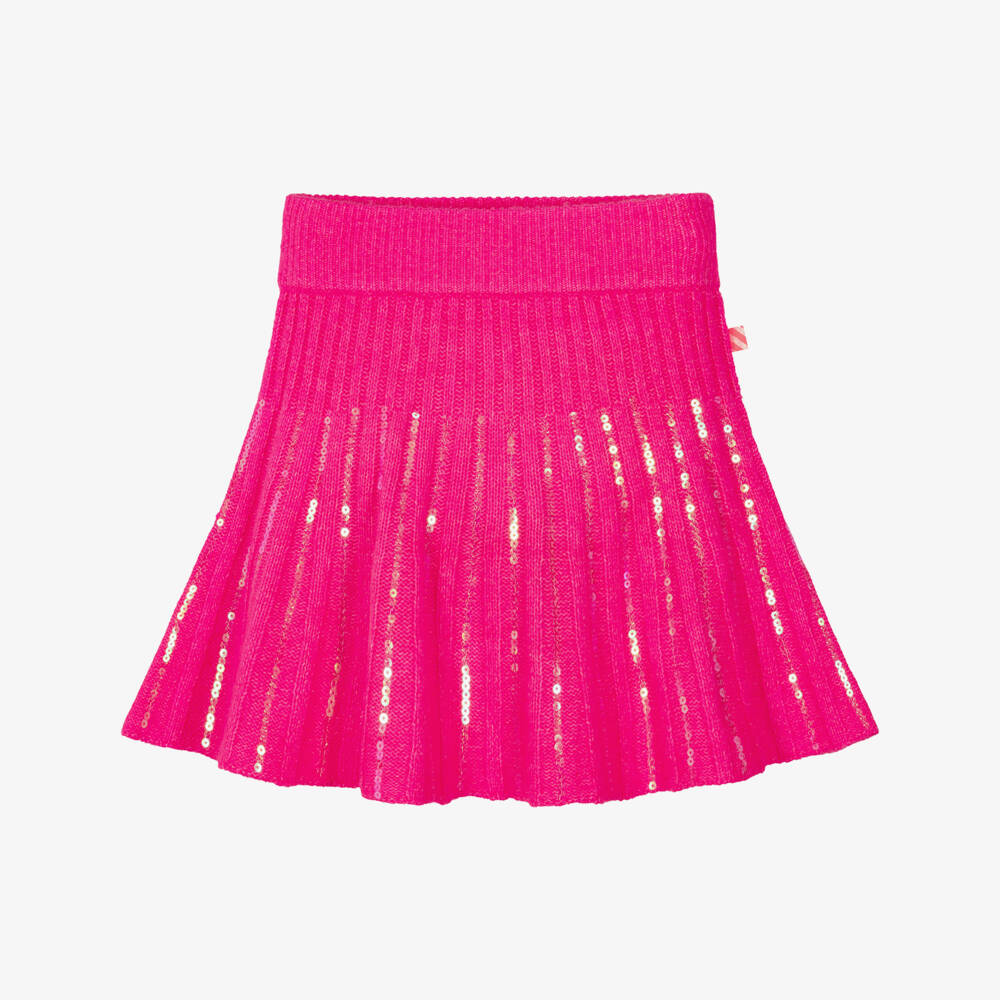 Billieblush-Girls Pink Sequinned Rib Knit Skirt | Childrensalon