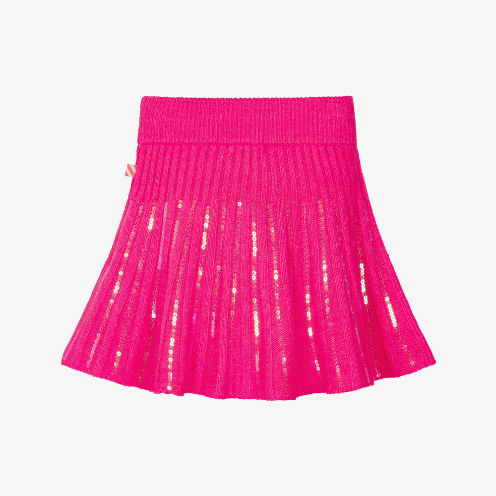 Billieblush-Girls Pink Sequinned Rib Knit Skirt | Childrensalon