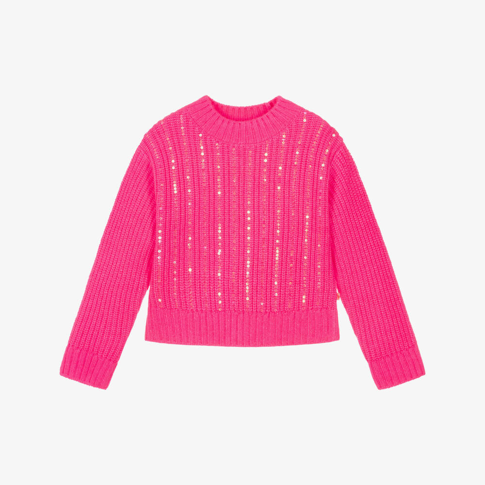 Billieblush-Girls Pink Sequinned Rib Knit Sweater | Childrensalon