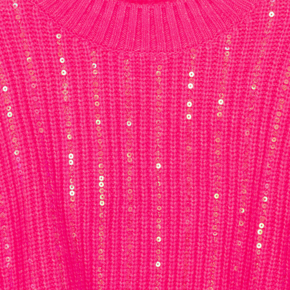 Billieblush-Girls Pink Sequinned Rib Knit Sweater | Childrensalon