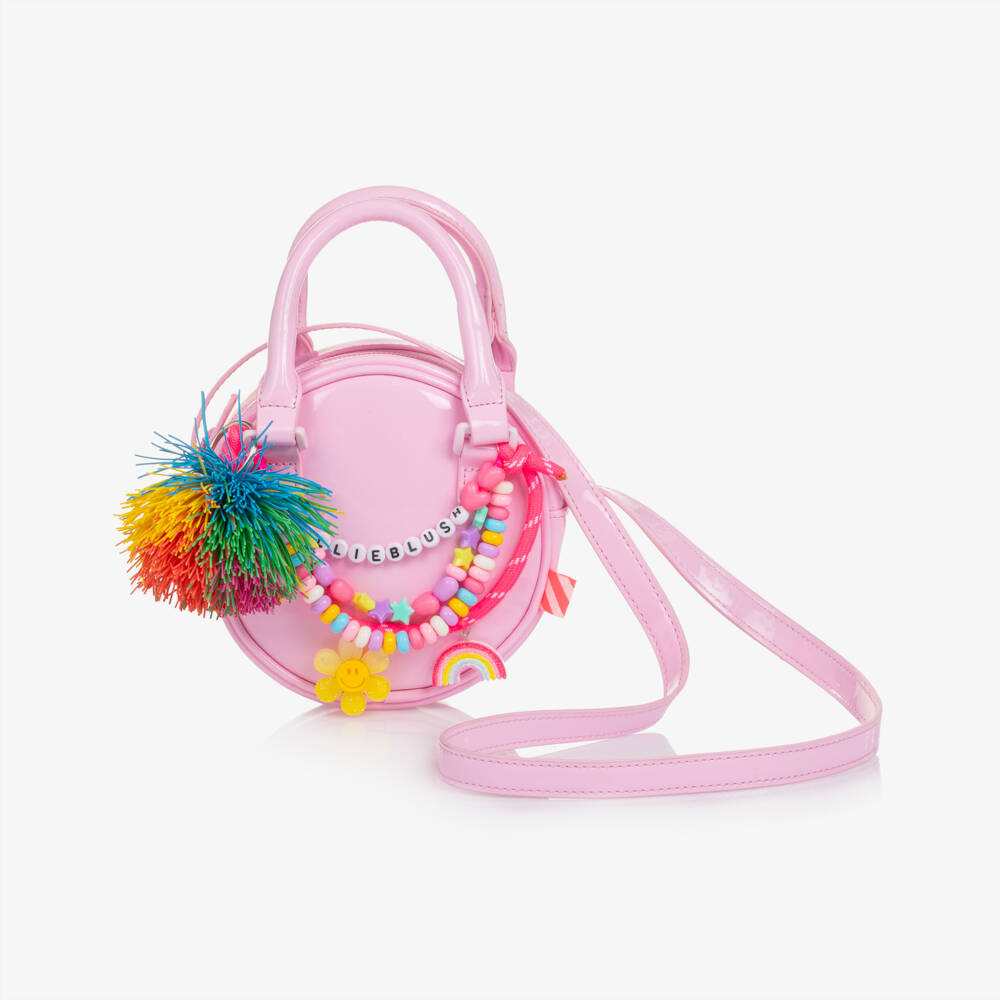 Billieblush-Girls Pink Shoulder Bag with Beaded Charms (12cm) | Childrensalon