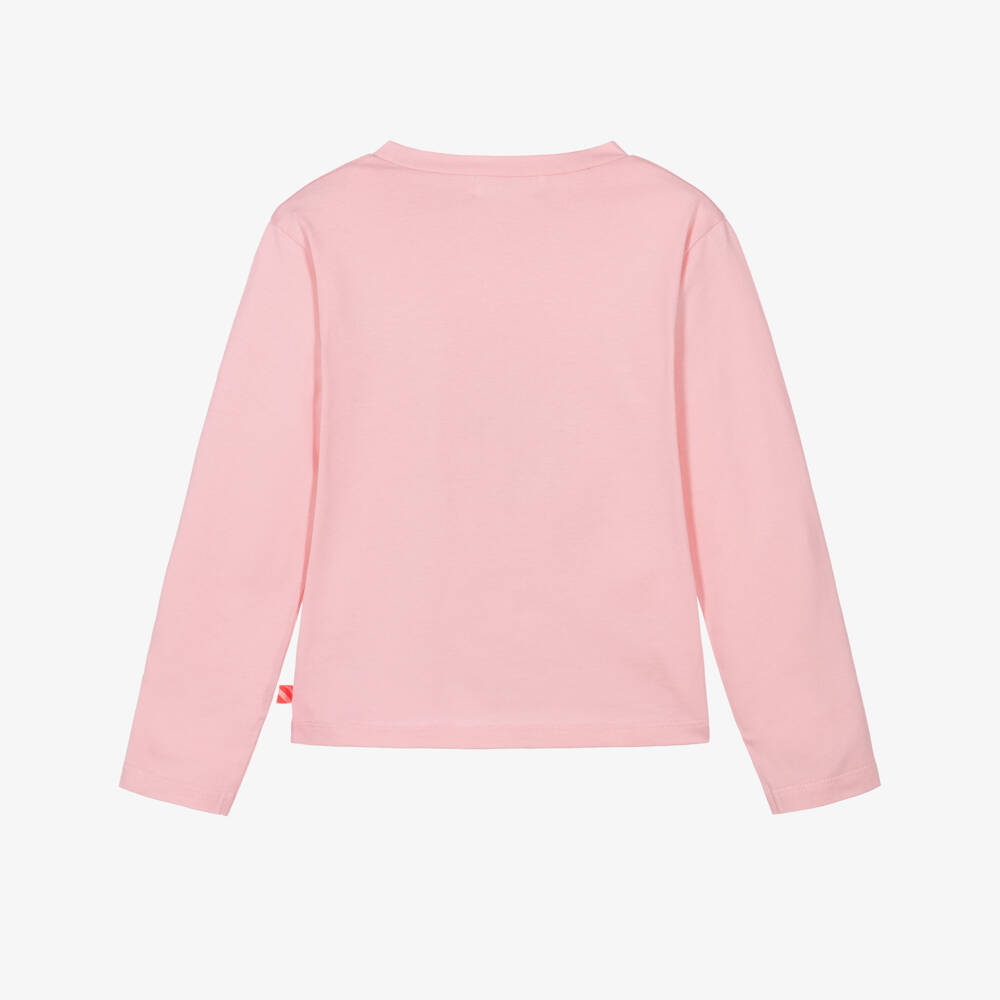 Billieblush-Girls Pink Sparkly Unicorn Print Long-Sleeved Top | Childrensalon