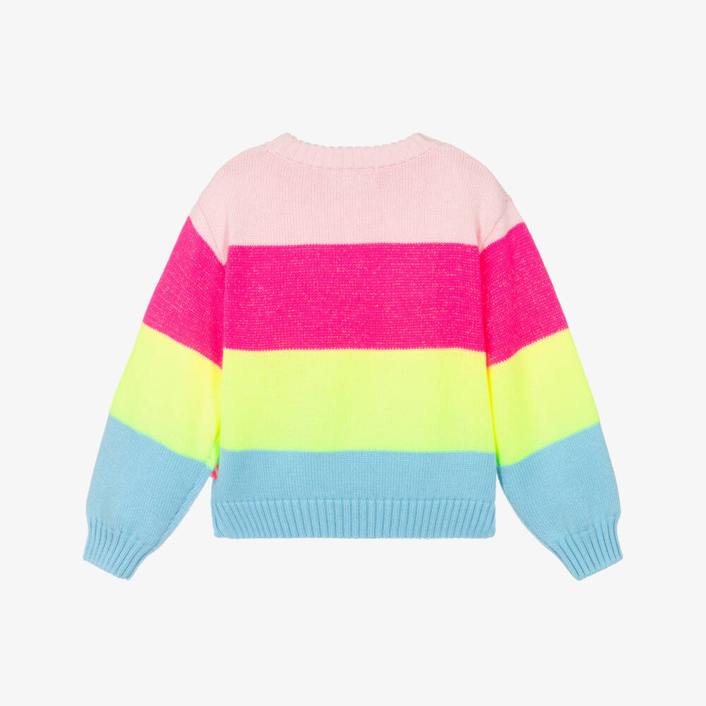 Billieblush-Girls Pink Striped Sweater with Sequinned Front | Childrensalon