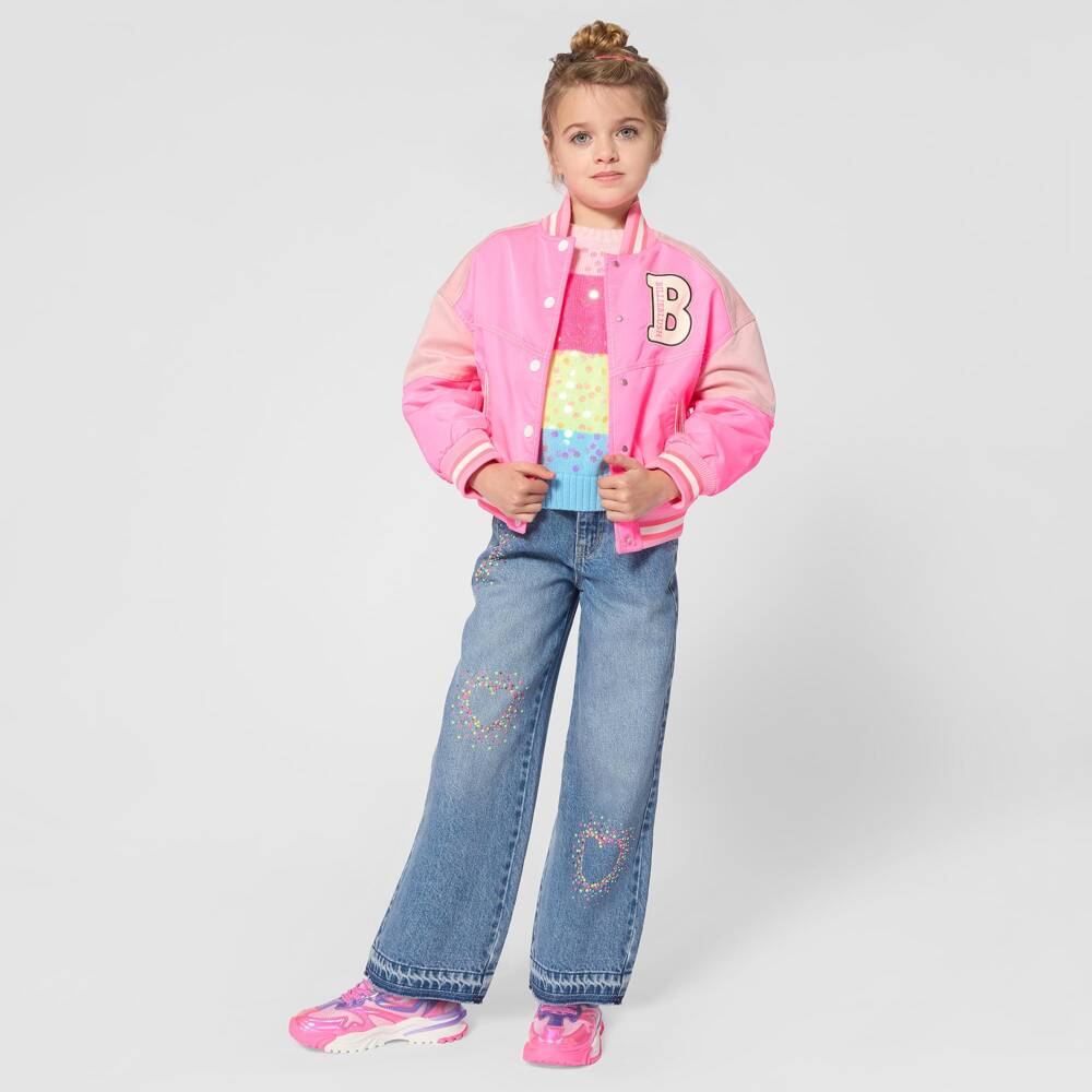 Billieblush-Girls Pink Striped Sweater with Sequinned Front | Childrensalon
