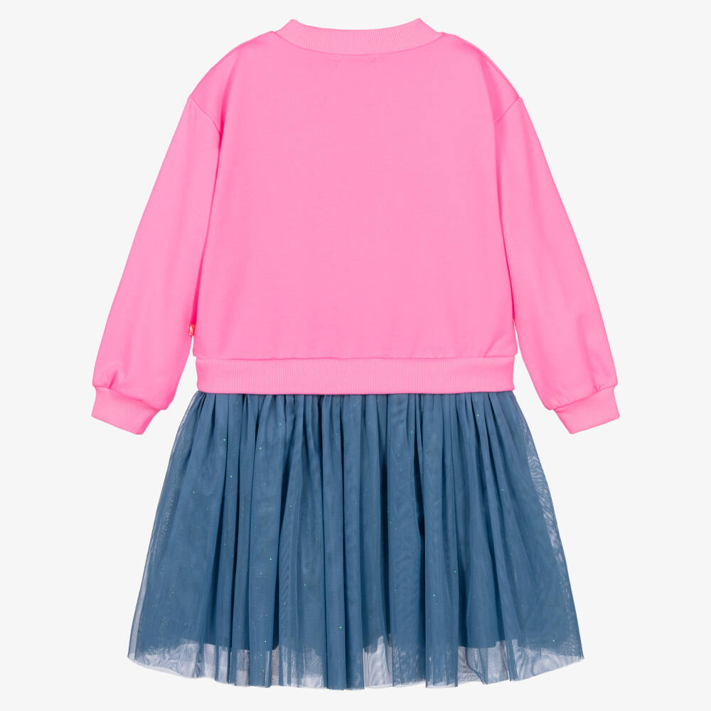 Billieblush-Girls Pink Sweatshirt Dress with Tulle Skirt | Childrensalon