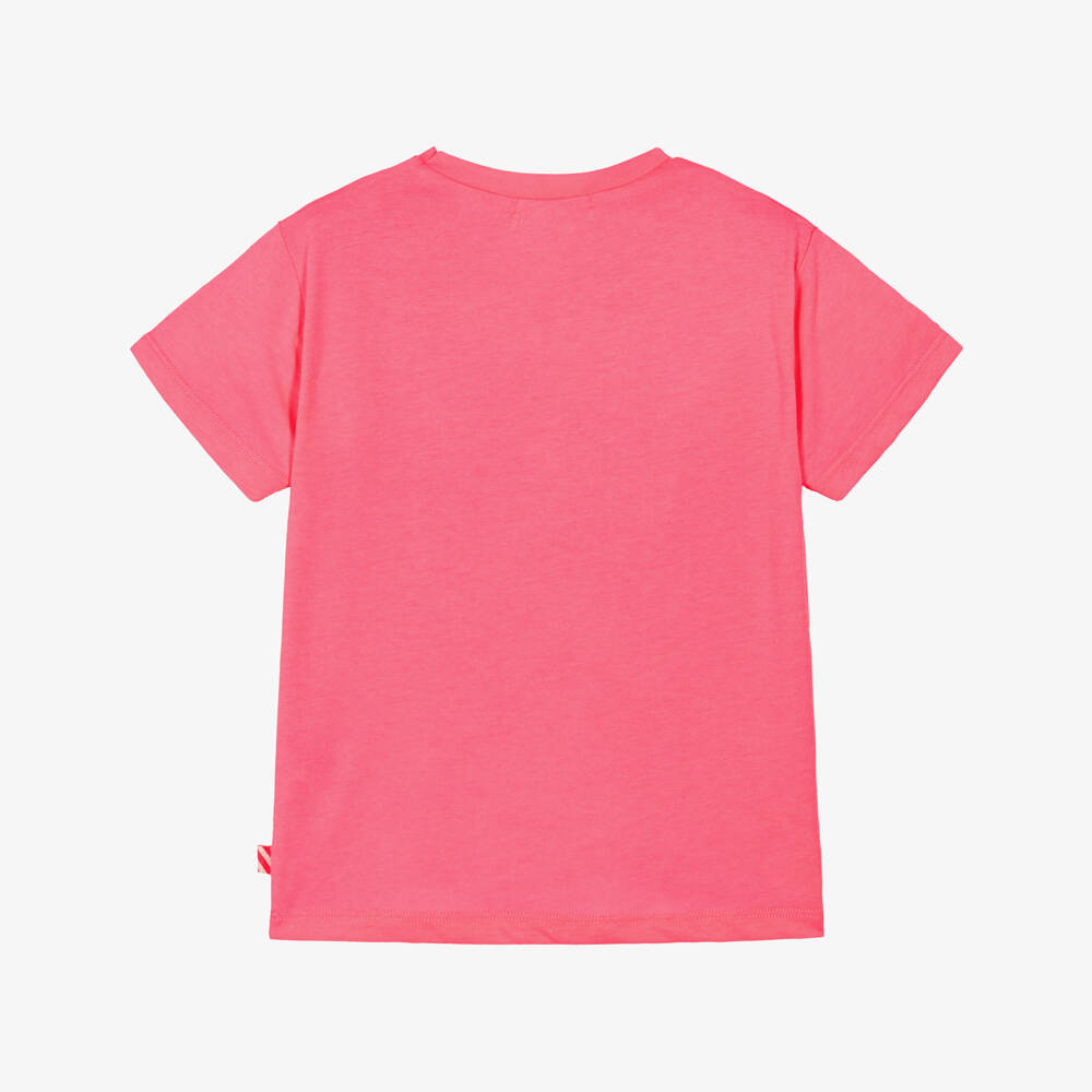 Billieblush-Girls Pink T-Shirt with Glittery Slogan Print | Childrensalon