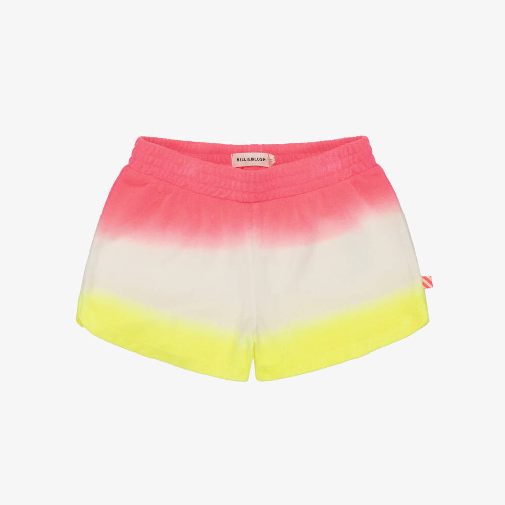 Billieblush-Girls Pink & Yellow Ombré Towelling Shorts | Childrensalon
