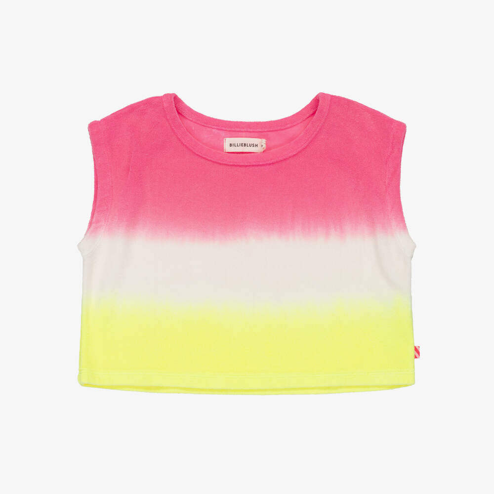 Billieblush-Girls Pink & Yellow Ombré Towelling Vest Top | Childrensalon