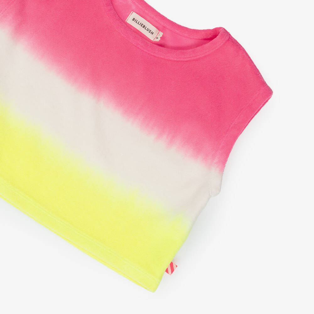 Billieblush-Girls Pink & Yellow Ombré Towelling Vest Top | Childrensalon