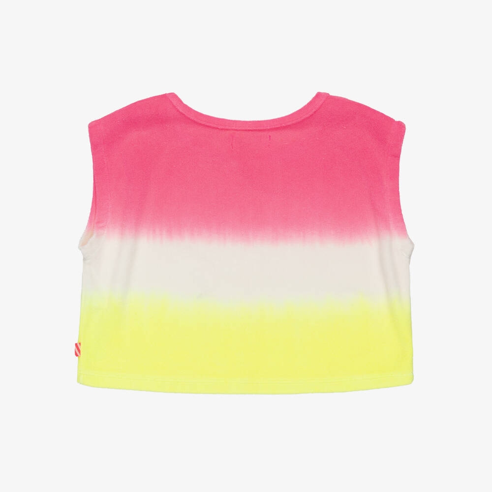 Billieblush-Girls Pink & Yellow Towelling Sleeveless Top | Childrensalon