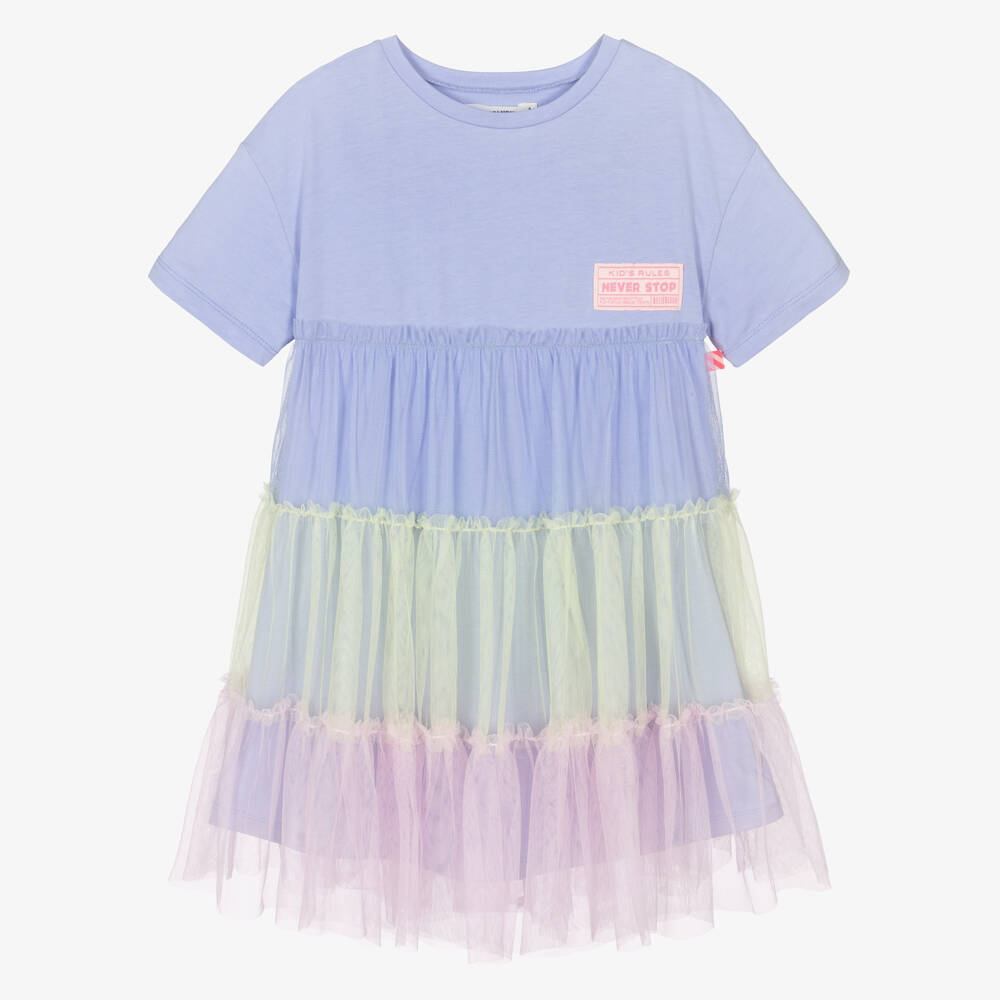 Billieblush-Girls Purple Cotton Jersey & Tulle Dress | Childrensalon