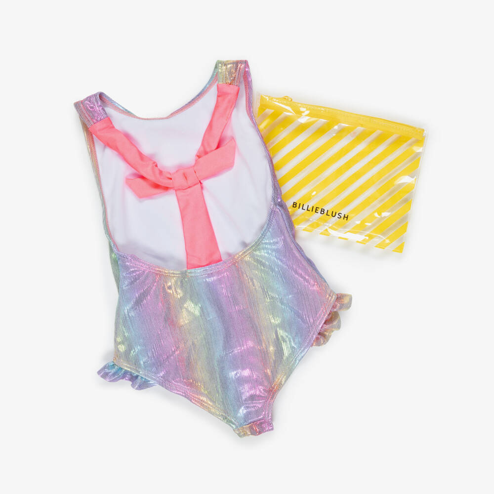 Billieblush-Купальник блестящий сиреневый розовый и жёлтый для девочек | Childrensalon