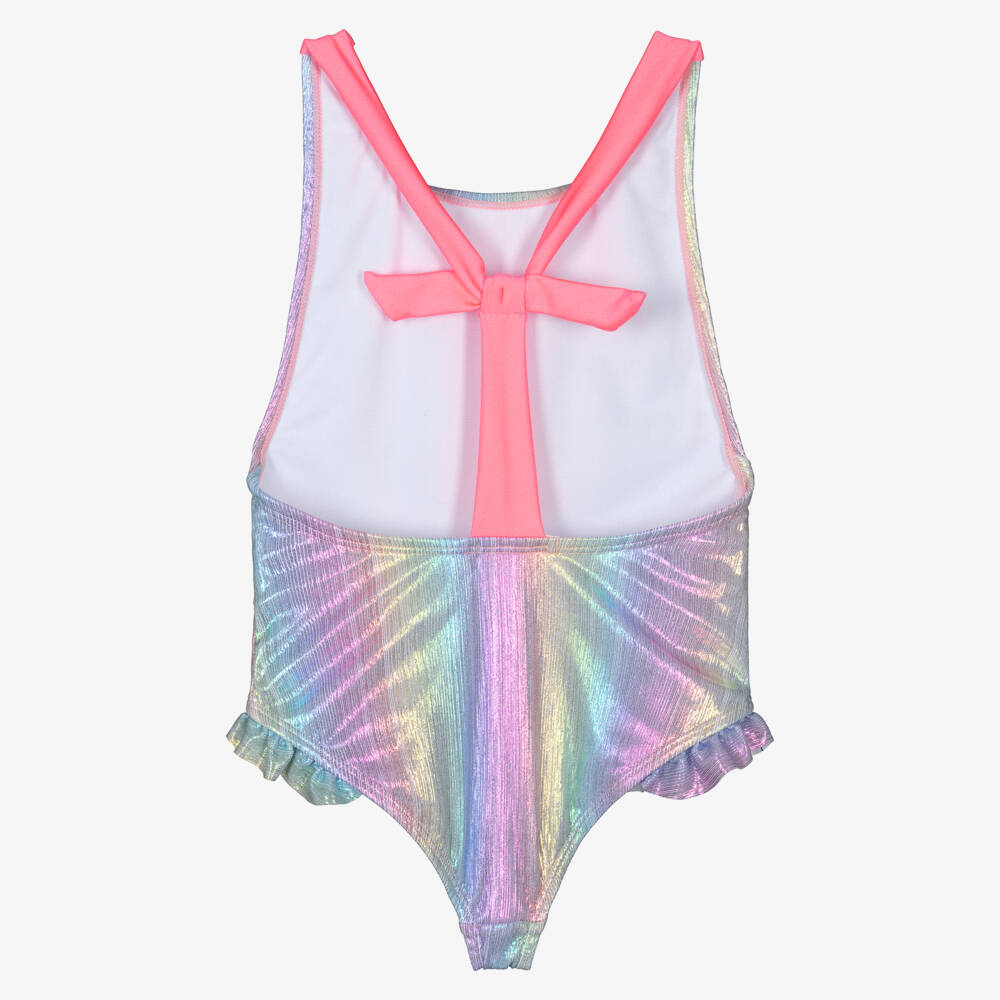 Billieblush-Girls Shimmery Lilac Pink & Yellow Swimsuit | Childrensalon