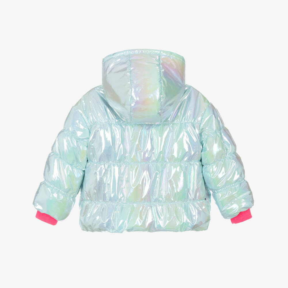 Billieblush-Girls Shiny Blue Puffer Jacket with Sequins | Childrensalon