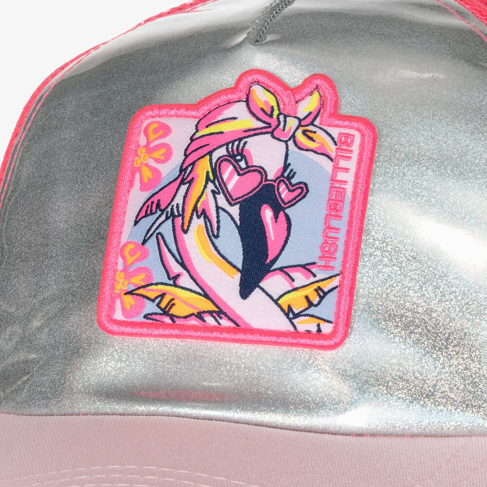 Billieblush-Girls Silver Iridescent & Neon Pink Cap | Childrensalon