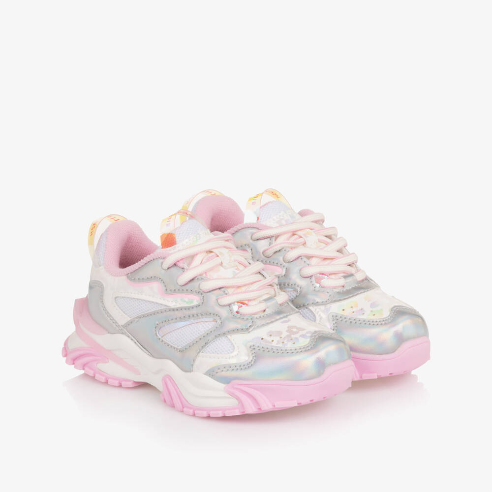 Billieblush-Girls Silver & Pale Pink Trainers | Childrensalon