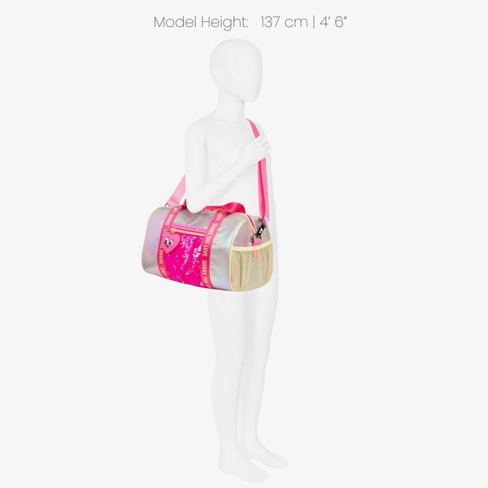 Billieblush-Girls Silver & Pink Sequinned Sports Bag (32cm) | Childrensalon