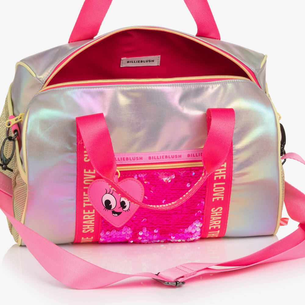 Billieblush-Girls Silver & Pink Sequinned Sports Bag (32cm) | Childrensalon