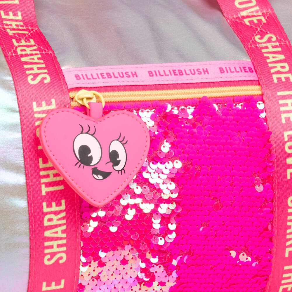 Billieblush-Girls Silver & Pink Sequinned Sports Bag (32cm) | Childrensalon