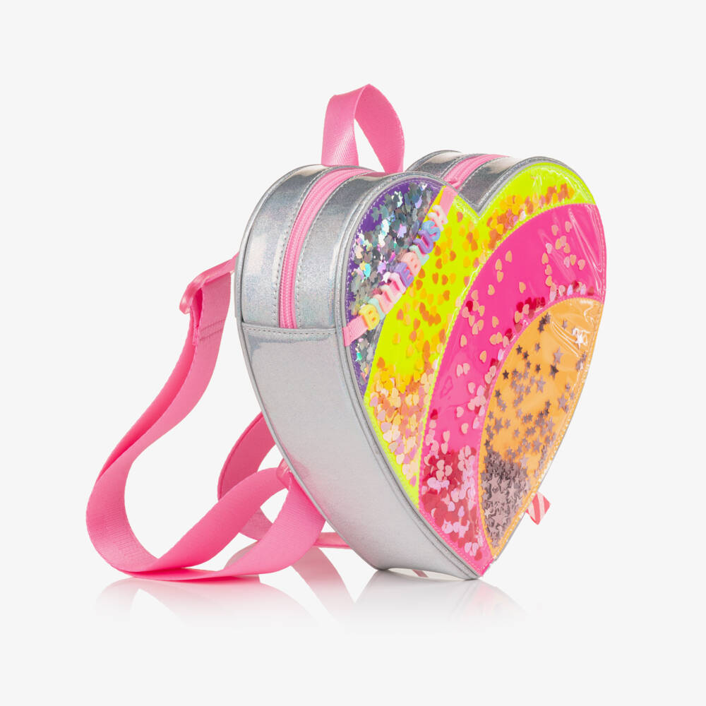 Billieblush-Girls Silver & Rainbow Heart Backpack (24cm) | Childrensalon