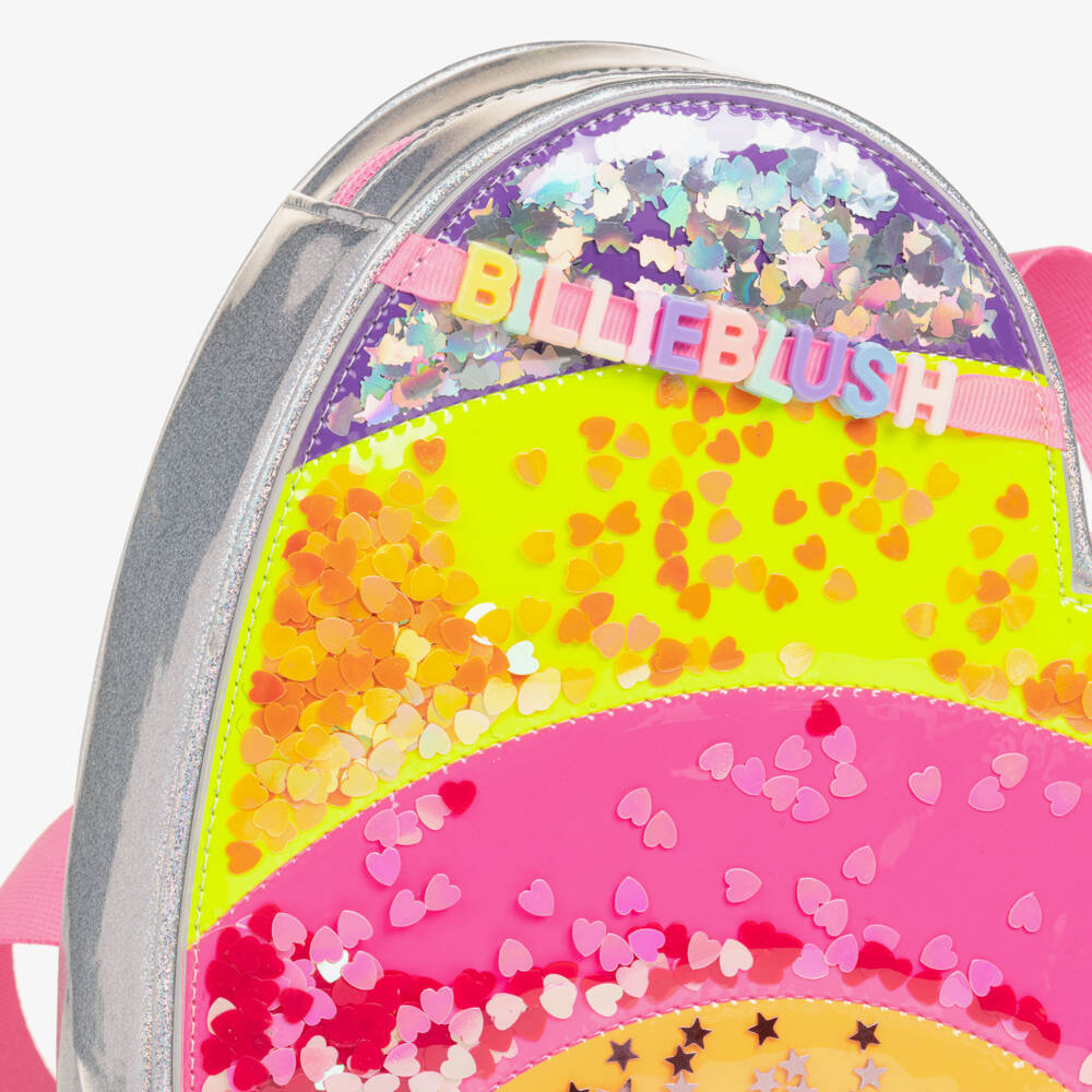 Billieblush-Girls Silver & Rainbow Heart Backpack (24cm) | Childrensalon