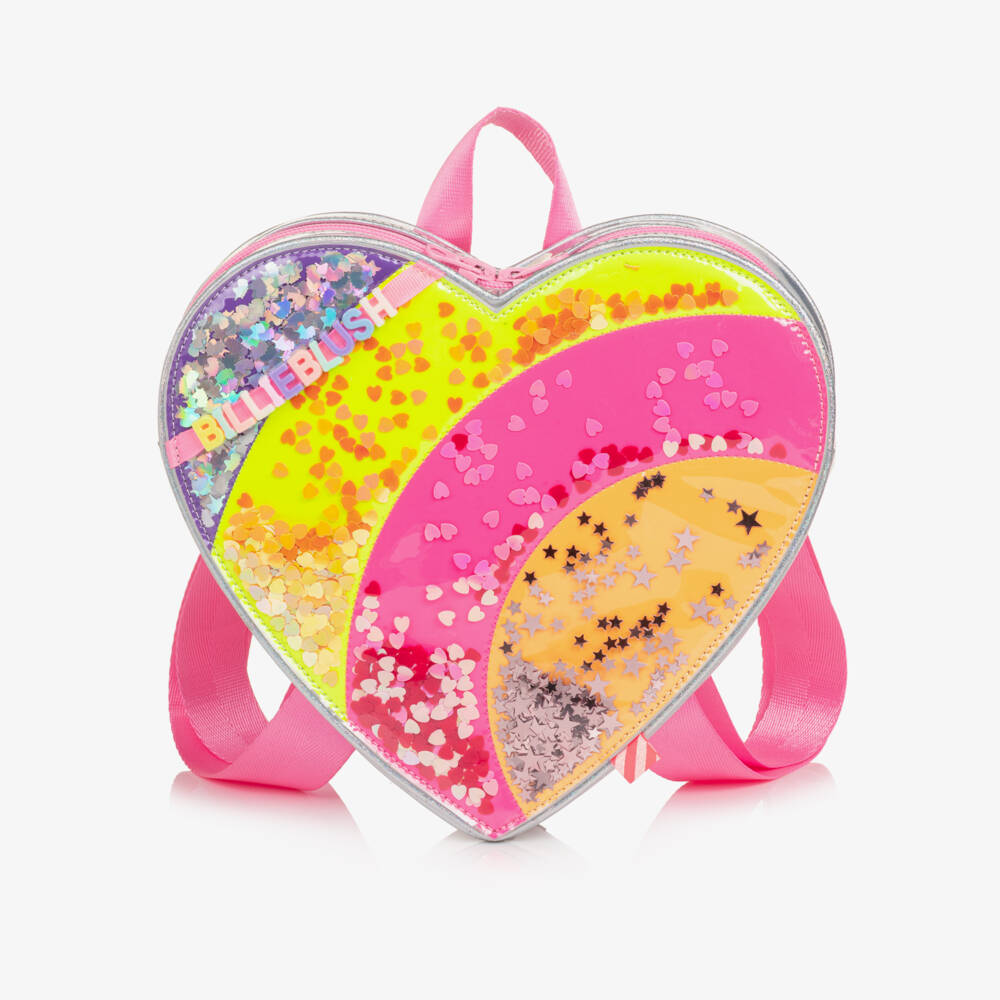 Billieblush-Girls Silver & Rainbow Heart Backpack (24cm) | Childrensalon